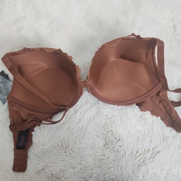 NWT Frederick's of Hollywood Jessica Push-Up Bra 32DD | Brown Lace Convertible - Picture 8 of 10